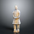 Ancient Chinese Terracotta Warrior Sculpture With Standing Posture And Detailed Armor