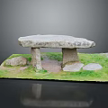 Simple Stone Structure With Standing Stones Supporting Slab Surrounded By Small Stones On Grass 3d model