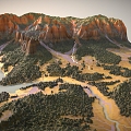 Terrain 3 Canyon River Mountain Mountain Mountain Geopark Desert 3d model