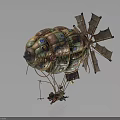 Balloon Shaped Amusement Ride Featuring Colorful Patterns Propellers And Suspended Design