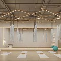 Modern Fitness Gym Interior With Workout Equipment Lounge Area And Neon Lights