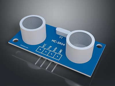 HC SR04 Ultrasonic Sensor Module Blue Circuit Board Electronic Component With Transducers 3d model