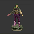 Male Character Model Standing With Tactical Vest Holding Gun On Circular Base With Glowing Edges