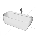 Freestanding White Bathtub With Black Faucet For Modern Bathroom Set