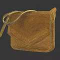 Vintage Style Brown Leather Pouch With Flap Closure And Stitched Detail