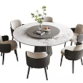 New Chinese Dining Table and Chair Round Dining Table and Chair 3d model