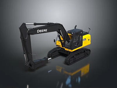 Yellow And Black John Deere Excavator Heavy Duty Construction Machine 3d model