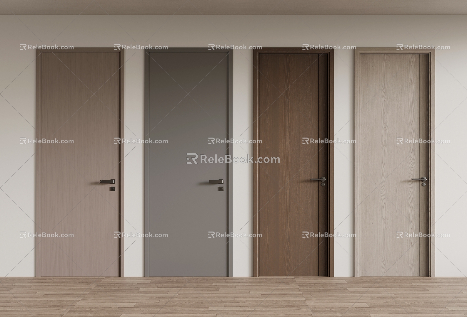 Interior door wooden door single door 3d model