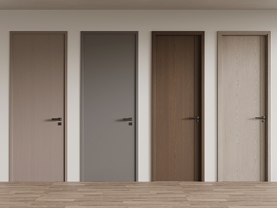 Modern interior door wooden door single door 3d model