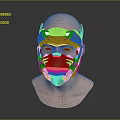 Intricate Metallic Facial Mask On Mannequin Head With Detailed Design
