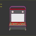 Red and Gray Portable Computer Device With Screen Buttons Knobs Handle and Stand 3d model