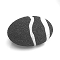 Oval Black Stone With White Stripes And Natural Wood Texture Design