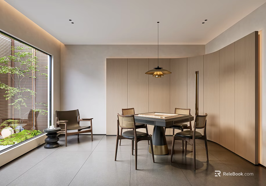 Modern Stylish Entertainment Room Interior With Cozy Seating Game Table And Ambient Lighting 3d model 