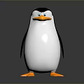 Realistic 3D Flying Animal Penguin with Black White Plumage and Orange Beak Feet