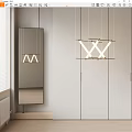 Contemporary Geometric Chandelier In Modern Interior With Metal Frame And Mirror Reflection
