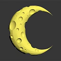 Yellow Crescent Shaped Cheese With Holes On Surface Against Dark Background