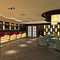 Elegant Restaurant Interior With Red Bar Stools Wine Racks Chandelier And Green Sofas