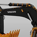 Volvo EC250D Tracked Excavator With Orange Body And Black Mechanical Arm