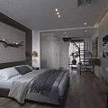 Modern Hotel Guest Room Interior With Twin Beds Wooden Flooring And Decorative Paintings