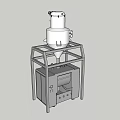 Industrial Machinery With White Conical Container And Metal Frame Cabinet Base