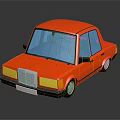 Red Cartoon Style Car 3D Rendered With Yellow Headlights On Black Background With Reflection
