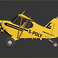 Yellow Biplane Model with S-21 Marking Black Stripes Propeller and Wheels