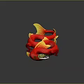 Vibrant Red Yellow Mythical Dragon Fish Creature With Scaled Body And Curved Fishtail