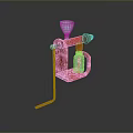 Red Manual Squeezer Tool with Transparent Bottle and Metal Stand