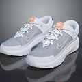 Gray and White Casual Sneakers with Orange Tongue Accents White Sole and Comfortable Lace Design