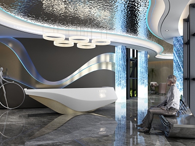 Modern Front Desk Lounge Area model