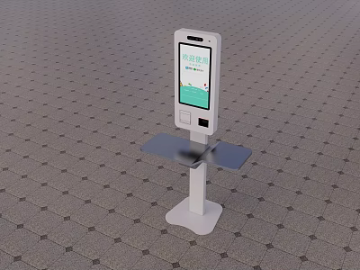 Office Appliance Self Service Terminal With Screen And Tray White Stand Design 3d model