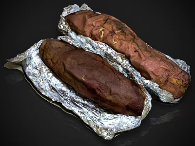 roasted sweet potato food 3d model