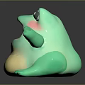 Green Glittery Frog Toy With Big Eyes Open Mouth And Golden Belly
