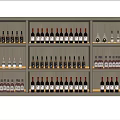 Modern Wooden Wine Cabinet With Multiple Shelves Illuminated Lighting And Various Wine Bottles