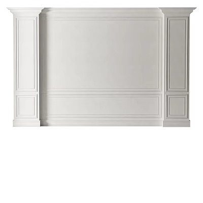 White Decorative Wall With Minimalist Style Lines And Borders For Interior Design 3d model