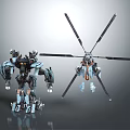 Mechanical Robot Models Featuring Humanoid And Helicopter With Propellers Design 3d model