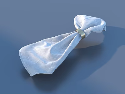 White Decorative Napkin With Gold Ring Bow Shape For Dining Table 3d model