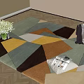 Modern Square Rug With Geometric Multicolor Pattern In Living Room 3d model