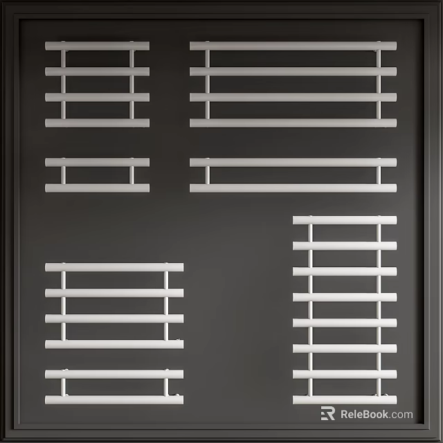 Modern Bathroom Cabinet Rack With Multiple White Slat Shelves And Black Frame 3d model