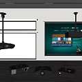 Modern projection curtain projector curtain combination 3d model