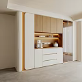 Modern Entryway and Side Cabinet Design with Wooden Doors White Drawers and LED Lighting