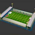 Modern Football Stadium Design With Green Turf Stands Lights And White Roof
