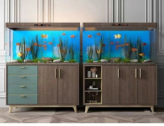 New Chinese Style Fish Tank Ornamental Fish Tank Cabinet Aquarium Glass Cabinet 3d model