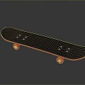 Stylish Blue Skateboard With Red Wheels For Smooth Riding Experience 3d model