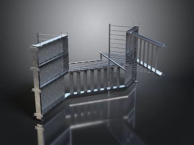 Metal Construction Equipment Frame Structure With Support Crossbars And Panels 3d model