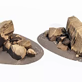 Natural Stone and Wood Samples with Small Rocks and Sand 3d model