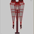 Transparent Conical Glass Containers With Green Red Liquids And White Structures