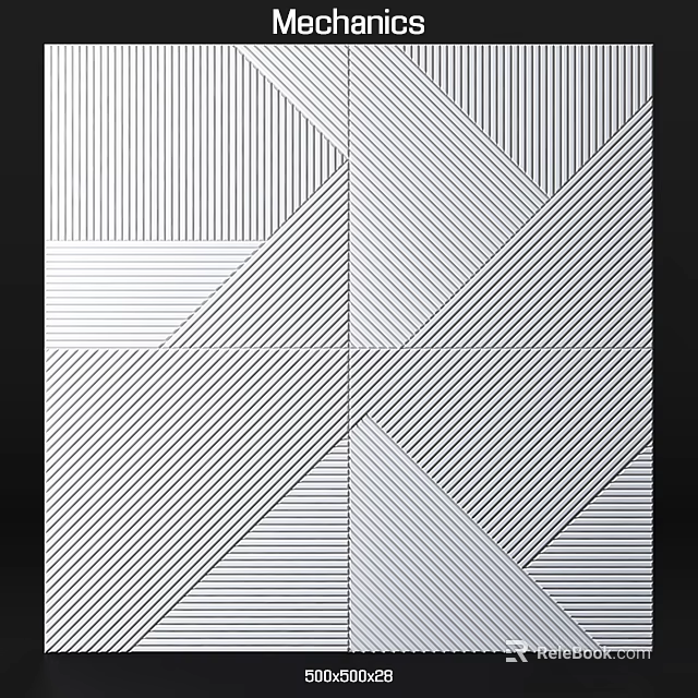Modern Geometric Black and White Striped Wall Design With Tile Panels 3d model 