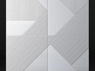 Modern Geometric Black and White Striped Wall Design With Tile Panels 3d model