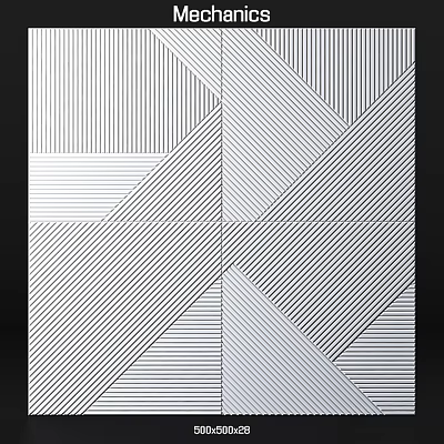 Modern Geometric Black and White Striped Wall Design With Tile Panels 3d model
